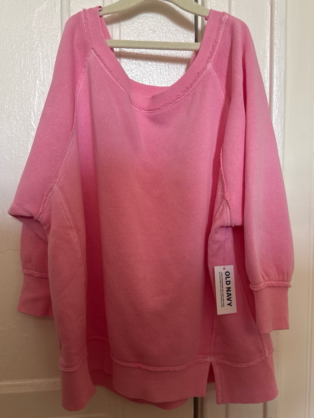 Old Navy Bright Pink Scoop Neck Oversized Sweatshirt